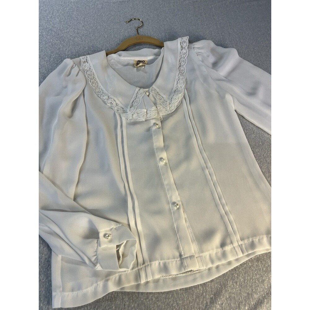 Vintage John Matthew California Blouse Prairie Sax Women’s 12 White Lace Boho
